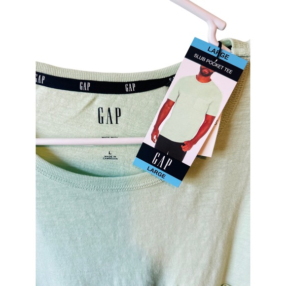 GAP Mens Slub Pocket Tee T-Shirt Mint Green‎ Casual Short Sleeve New - Picture 3 of 3